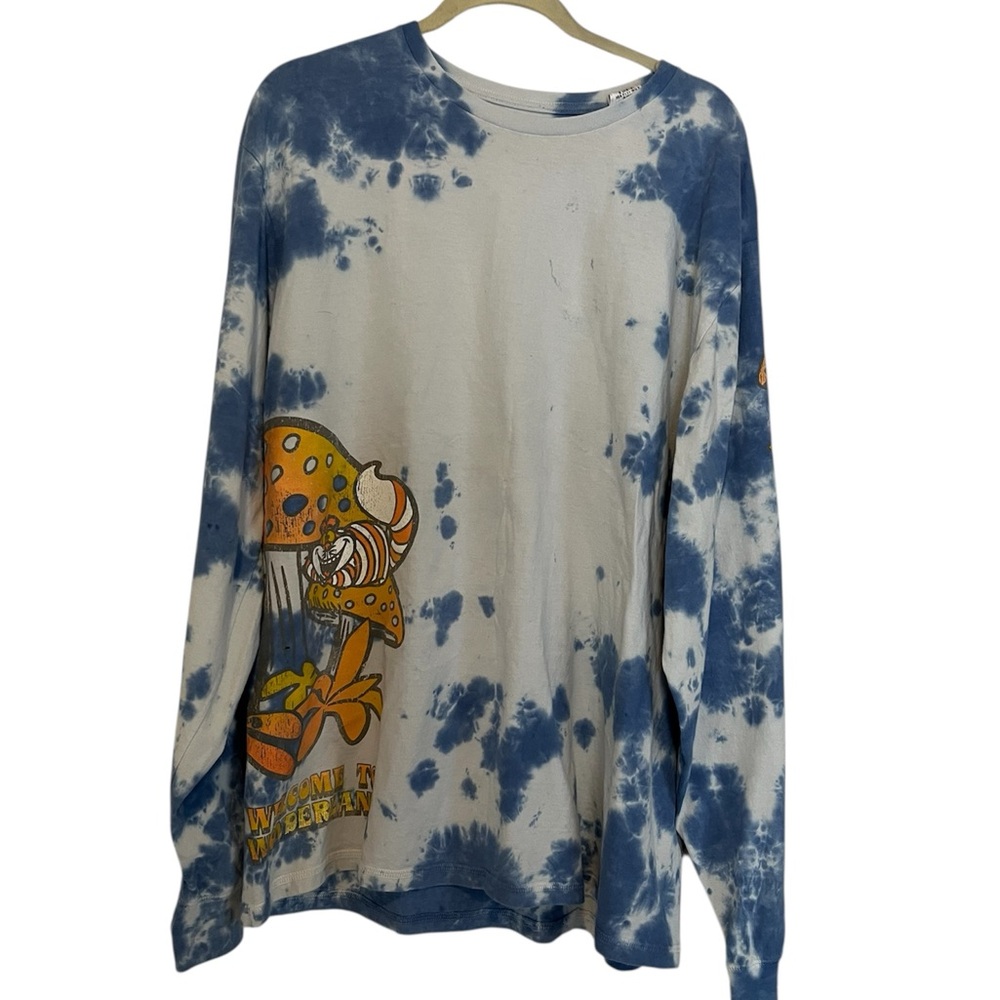 Disney SzL (Unisex) Blue and White Tie-Dye Wonderland Shirt